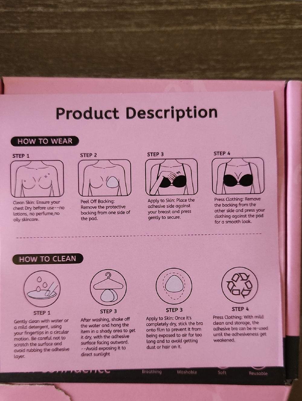 Sticky Bra Double-Sided Push Up Pads - Pink - Picture 3 of 3